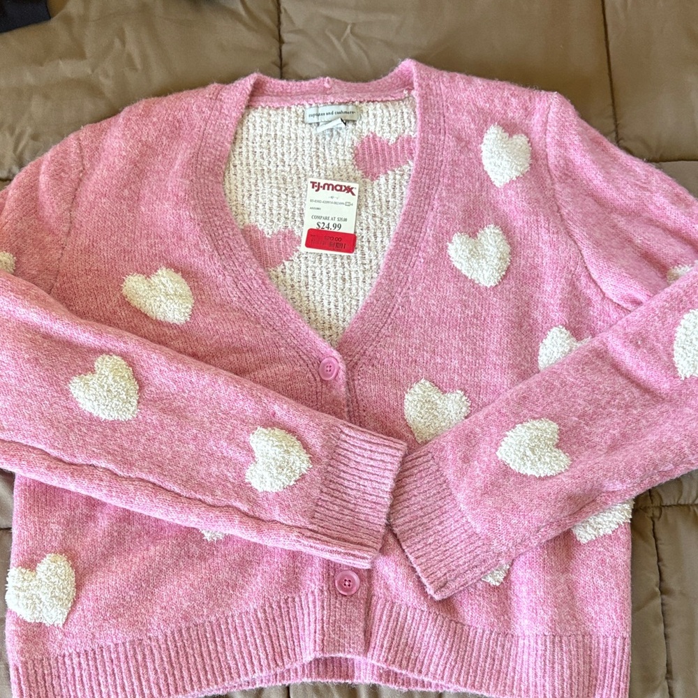 Pink Heart Pattern Sweater